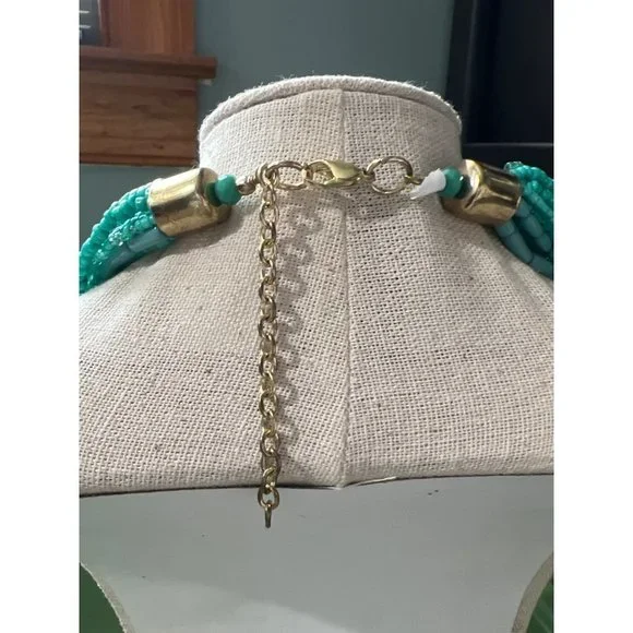Teal Glass Seed Bead Multi-Strand Necklace -- 18" -- NWOTS - Picture 6 of 8